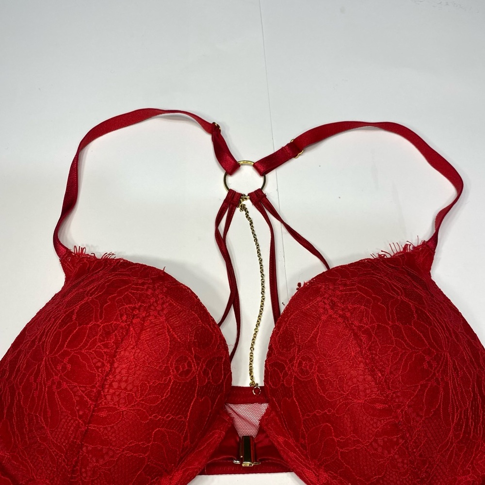 Pink Victoria’s Secret Red Lace Bra